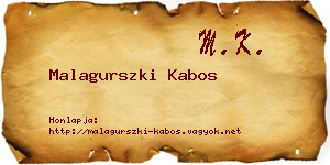 Malagurszki Kabos névjegykártya